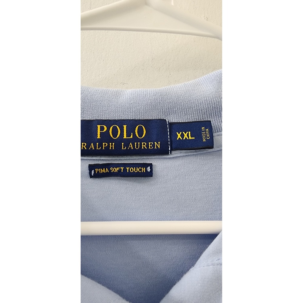 Polo Ralph Lauren Pima Soft Touch Polo Shirt Mens XXL Light Blue Short Sleeve - Picture 5 of 9